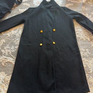 SHEIN Black Trench Coat with Gold Buttons